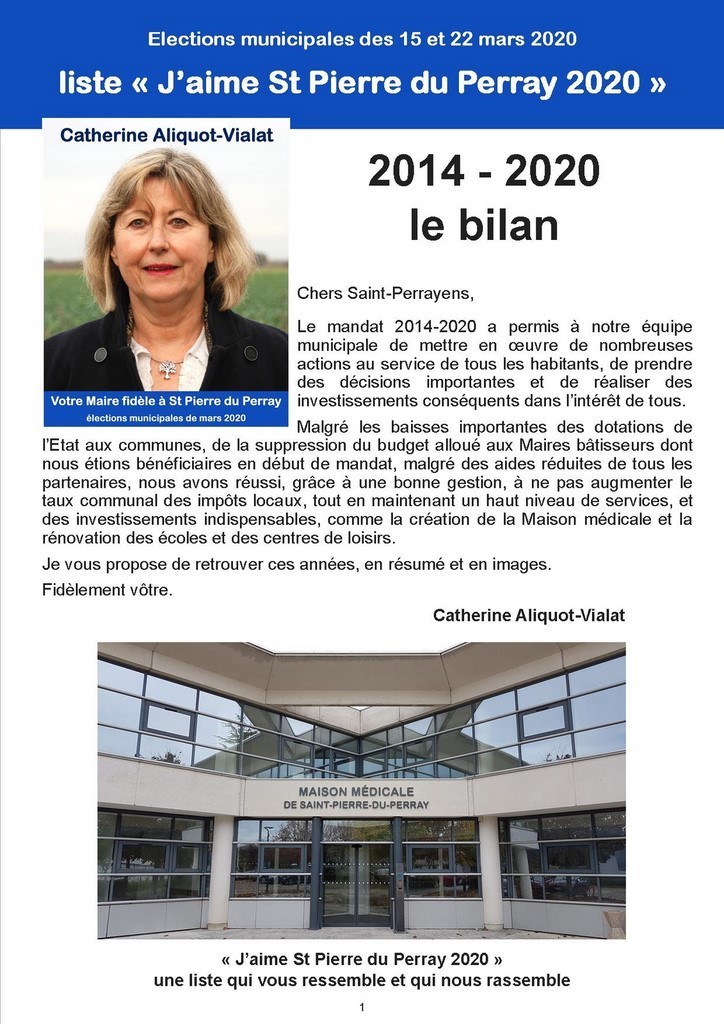 Catherine Aliquot-Vialat - Bilan 2014-2020 - St Pierre du Perray