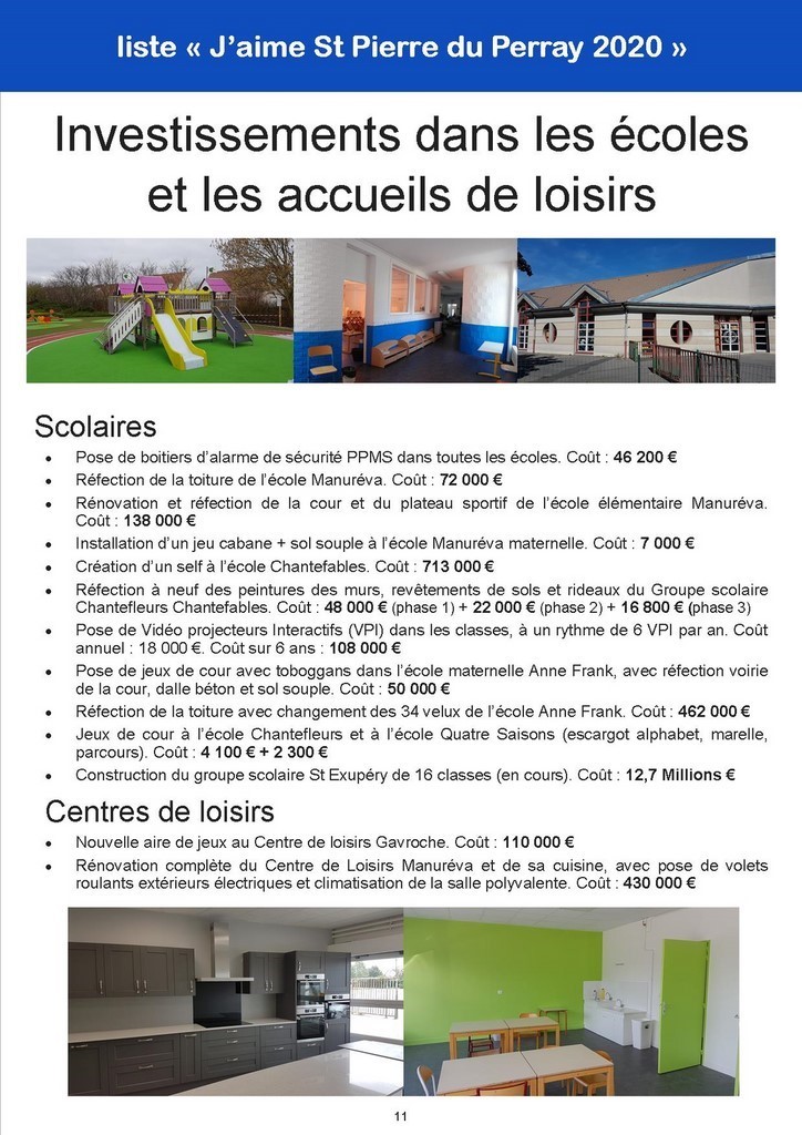 Bilan 2014-2020 - Investissements dans les écoles - St Pierre du Perray