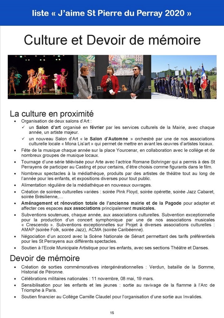 Bilan 2014-2020 - Culture et Devoir de mémoire St Pierre du Perray