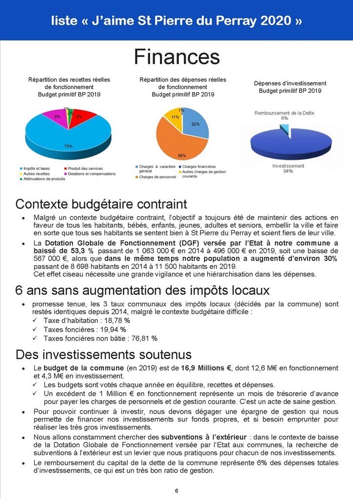 Bilan 2014-2020 - Finances - St Pierre du Perray