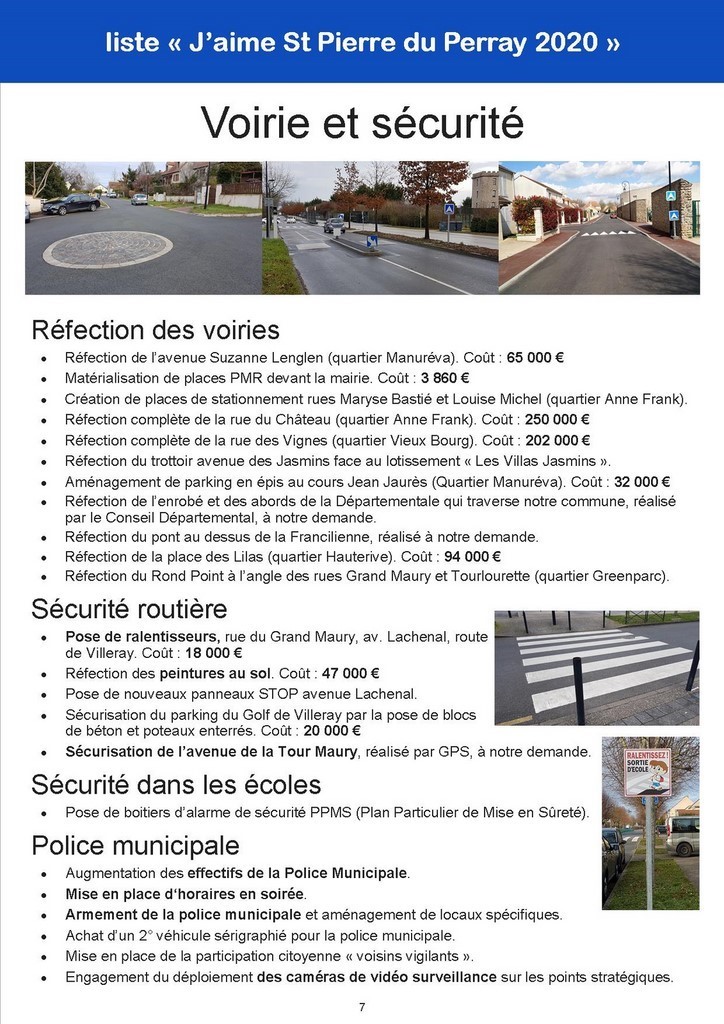Bilan 2014-2020 - Voirie et sécurité - St Pierre du Perray