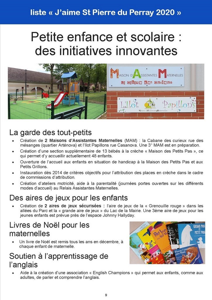 Bilan 2014-2020 - Petite enfance et scolaire - St Pierre du Perray