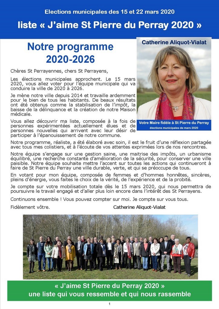 Catherine Aliquot-Vialat, Programme 2020-2026, St Pierre du Perray