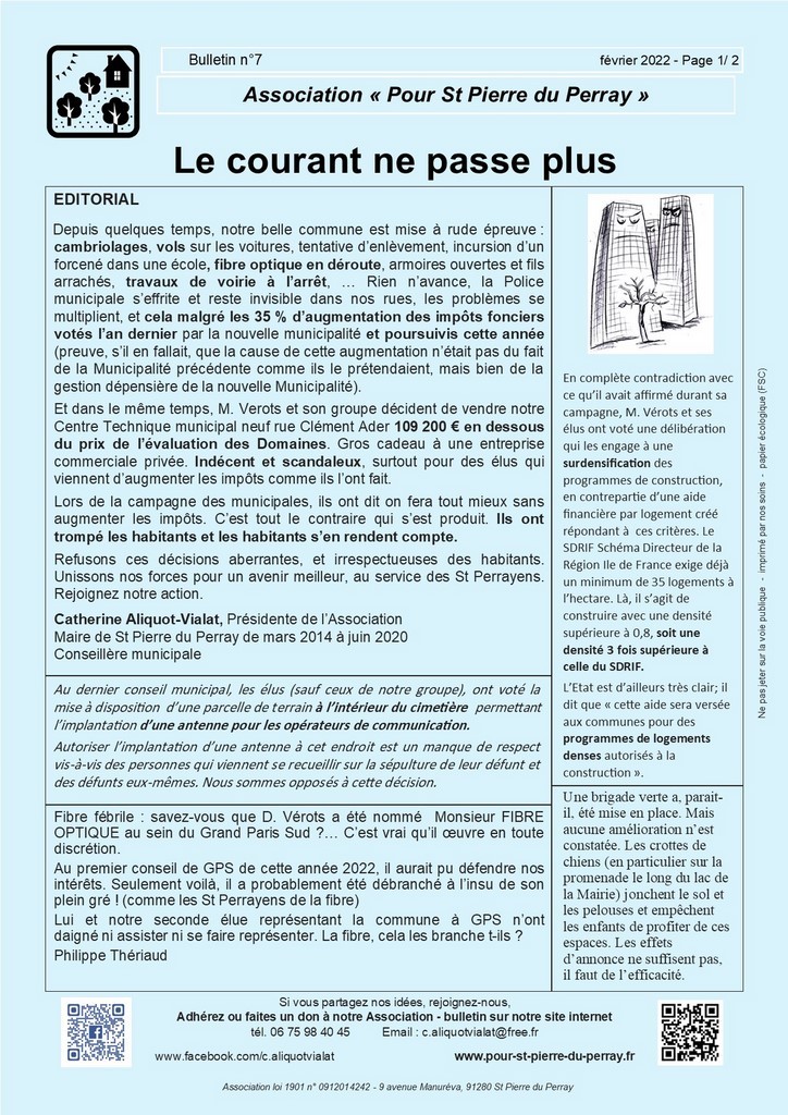 Catherine Aliquot-Vialat Dominique Verots St Pierre du Perray Bulletin 07 - Le courant ne passe plus (page 2)