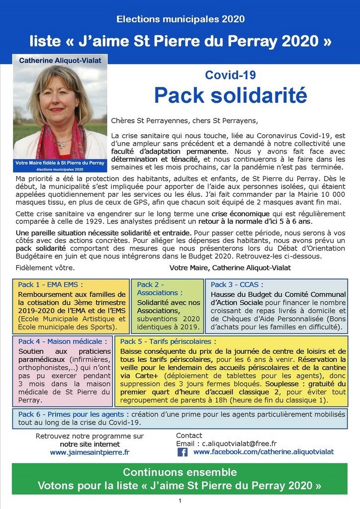 Catherine Aliquot-Vialat, Pack solidarité, St Pierre du Perray
