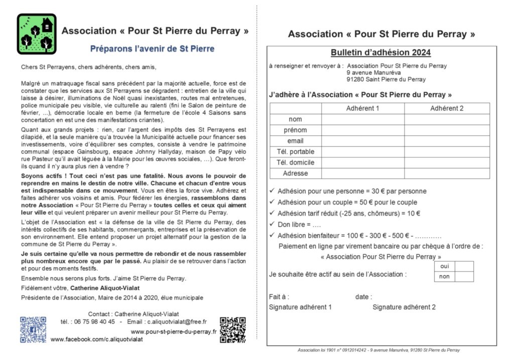 Bulletin adhesion Pour St Pierre