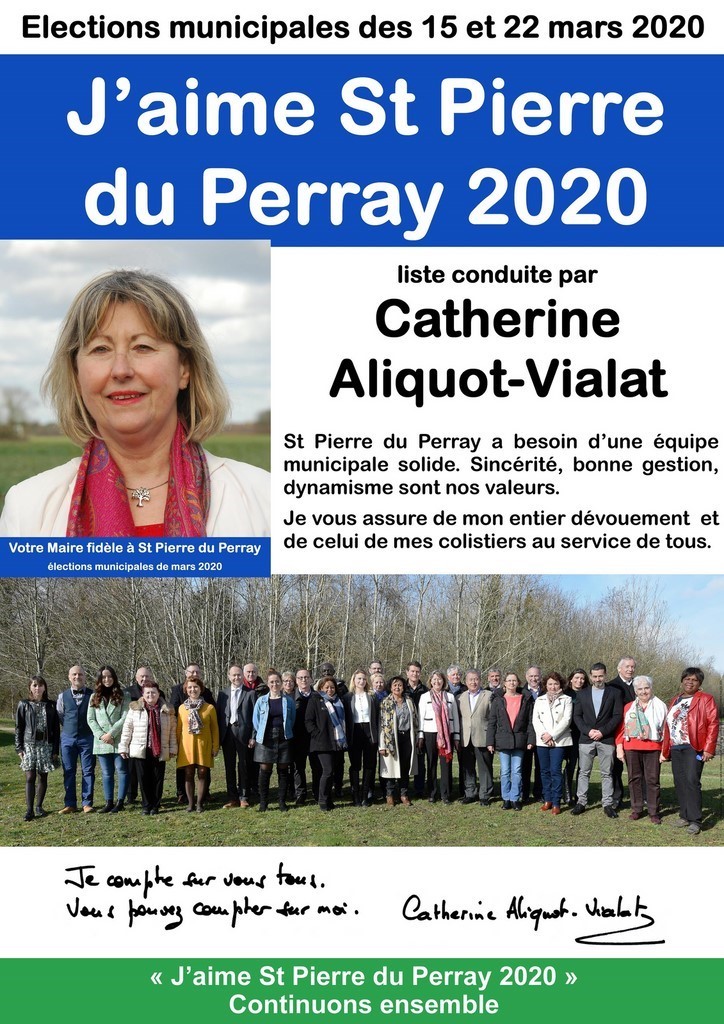 Catherine Aliquot-Vialat, circulaire 1° tour page 1, St Pierre du Perray - élections municipales 2020