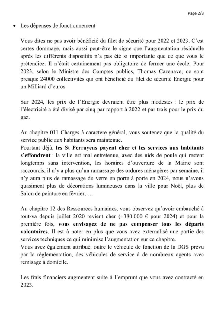 Catherine Aliquot-Vialat Dominique Verots St Pierre du Perray Débat d'Orientation Budgétaire 2024 de St Pierre du Perray - page 02