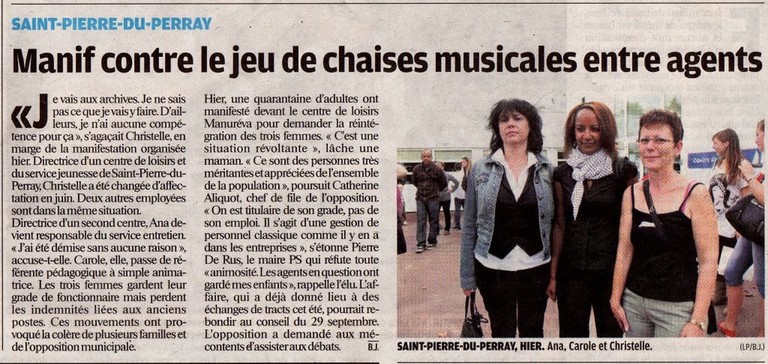 Journal LE PARISIEN du 17 septembre 2011 : Ana Bougaud, Carole Ferrier, Christielle Baziret
