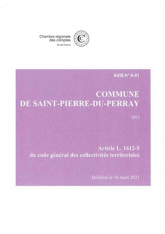 Rapport de la Chambre Régionale des Comptes St Pierre du Perray mars 2021