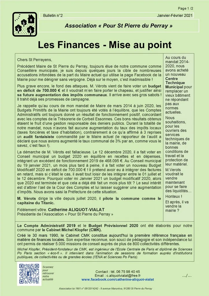 Bulletin 02 - les finances (page 1) Catherine Aliquot-Vialat Bulletin 02 - les finances (page 2)
