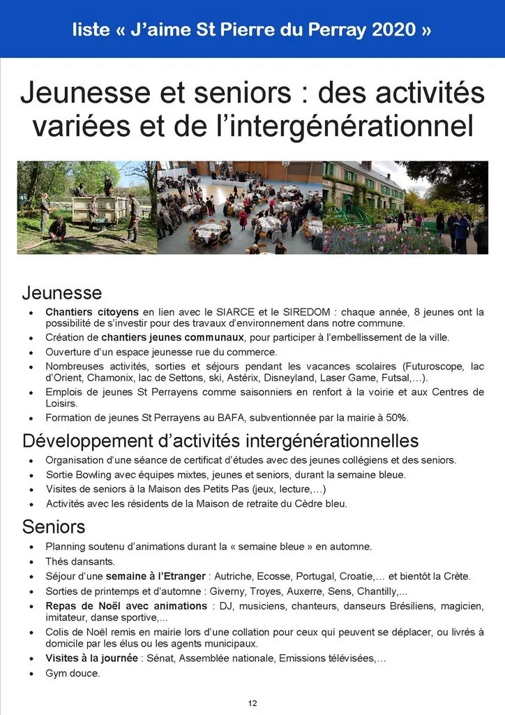 Jeunesse et seniors Bilan 2014-2020 - Jeunesse et seniors - St Pierre du Perray