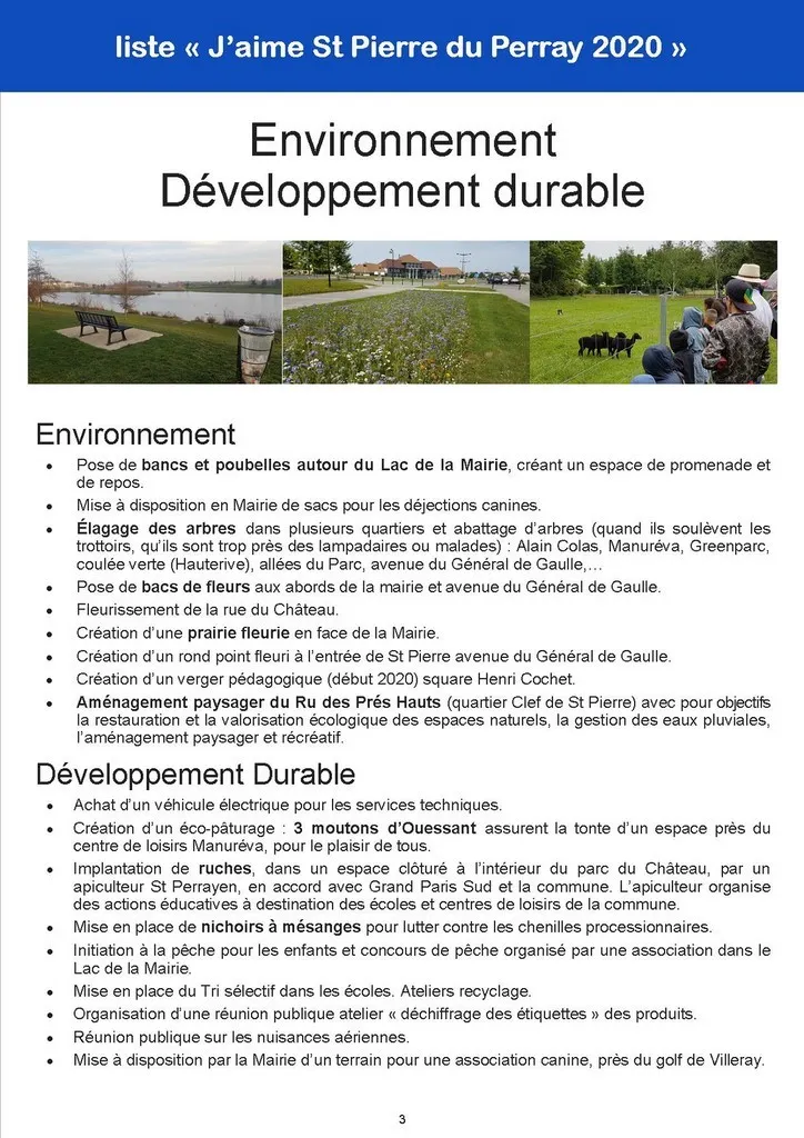 Environnement Développement durable Catherine Aliquot-Vialat - Bilan 2014-2020 - Developpement durable - St Pierre du Perray