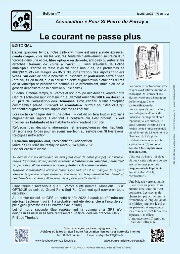 Bulletin 07 - Le courant ne passe plus (page 1) Catherine Aliquot-Vialat Dominique Verots St Pierre du Perray Bulletin 07 - Le courant ne passe plus (page 2)