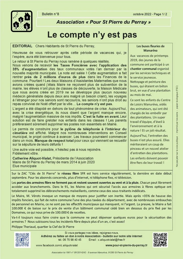 Bulletin 08 - Le compte n'y est pas (page_1) Catherine Aliquot-Vialat Dominique Verots St Pierre du Perray Bulletin 08 - Le compte n'y est pas (page_1)