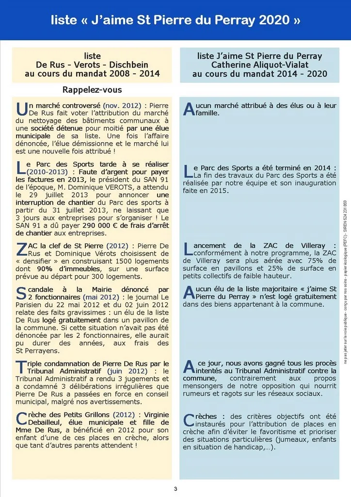 Comparatif (page 3) Catherine Aliquot-Vialat - comparatif entre les listes - St Pierre du Perray - élections municipales 2020