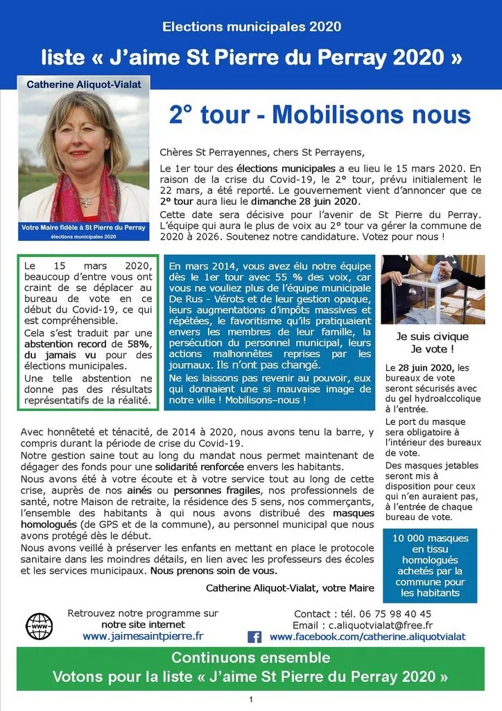 2° tour - Mobilisons nous Catherine Aliquot-Vialat, 2° tour Mobilisons nous, St Pierre du Perray
