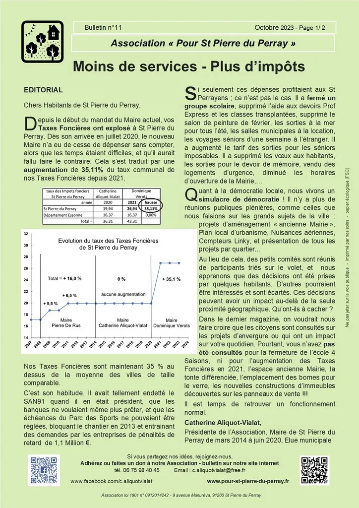 Bulletin 11 - Moins de service Plus d'impôts (page_1) Bulletin 11 - Moins de services Plus d'impôts (page_1) - Catherine Aliquot-Vialat Dominique Verots Saint Pierre du Perray
