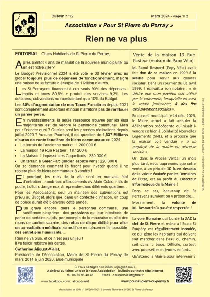 Bulletin 12 - Rien ne va plus (page_1) Bulletin 12 - Rien ne va plus (page_1) - Catherine Aliquot-Vialat Dominique Verots Saint Pierre du Perray