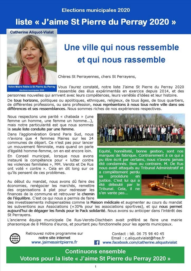 Une ville qui nous ressemble et qui nous rassemble Catherine Aliquot-Vialat, une ville qui nous ressemble et qui nous rassemble, St Pierre du Perray