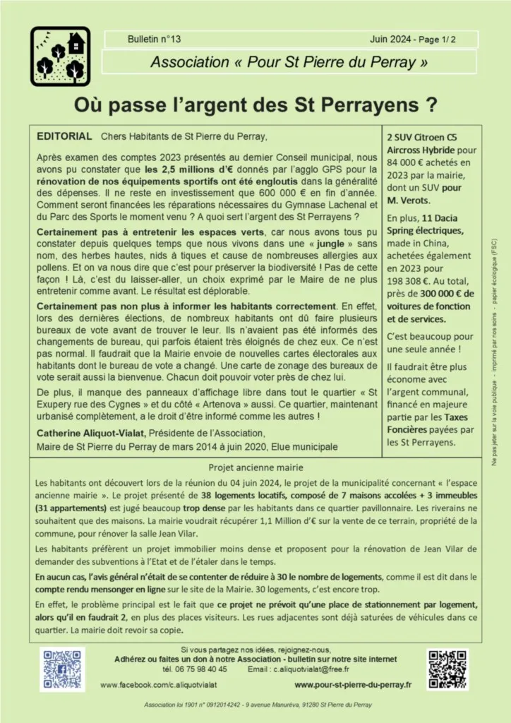 Bulletin 13 - Où passe l'argent des St Perrayens (page_1) Bulletin 13 - Où passe l'argent des St Parrayens (page_1) - Catherine Aliquot-Vialat Dominique Verots Saint Pierre du Perray
