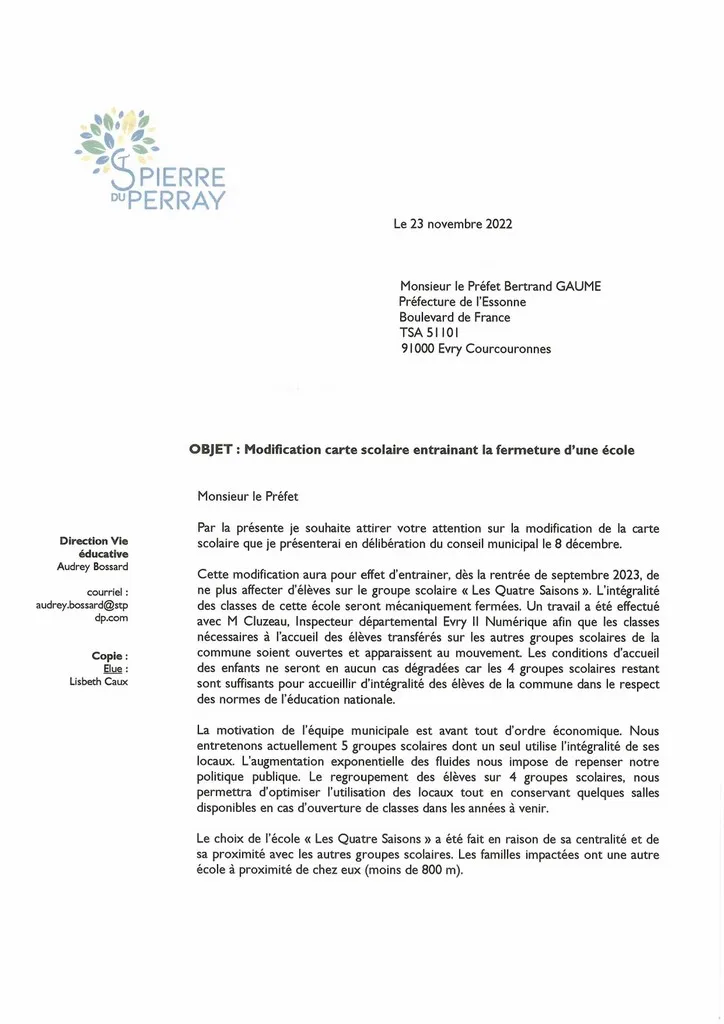 Bulletin 09 - Courrier de M Verots au Préfét de l'Essonne Catherine Aliquot-Vialat St Pierre du Perray - Courrier de M Verots au Préfet de l'Essonne le 23 nov 2022