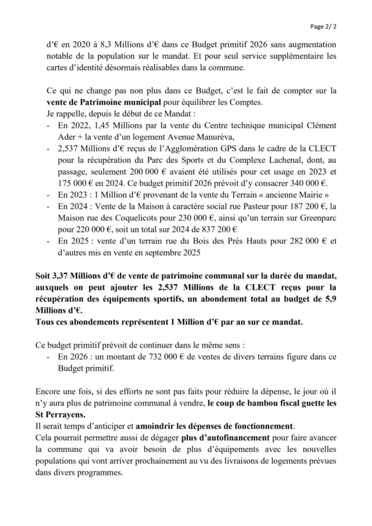 Budget Primitif BP 2026 de St Pierre du Perray - Intervention de Catherine Aliquot-Vialat Budget Primitif BP 2026 de St Pierre du Perray - Intervention de Catherine Aliquot-Vialat page 02