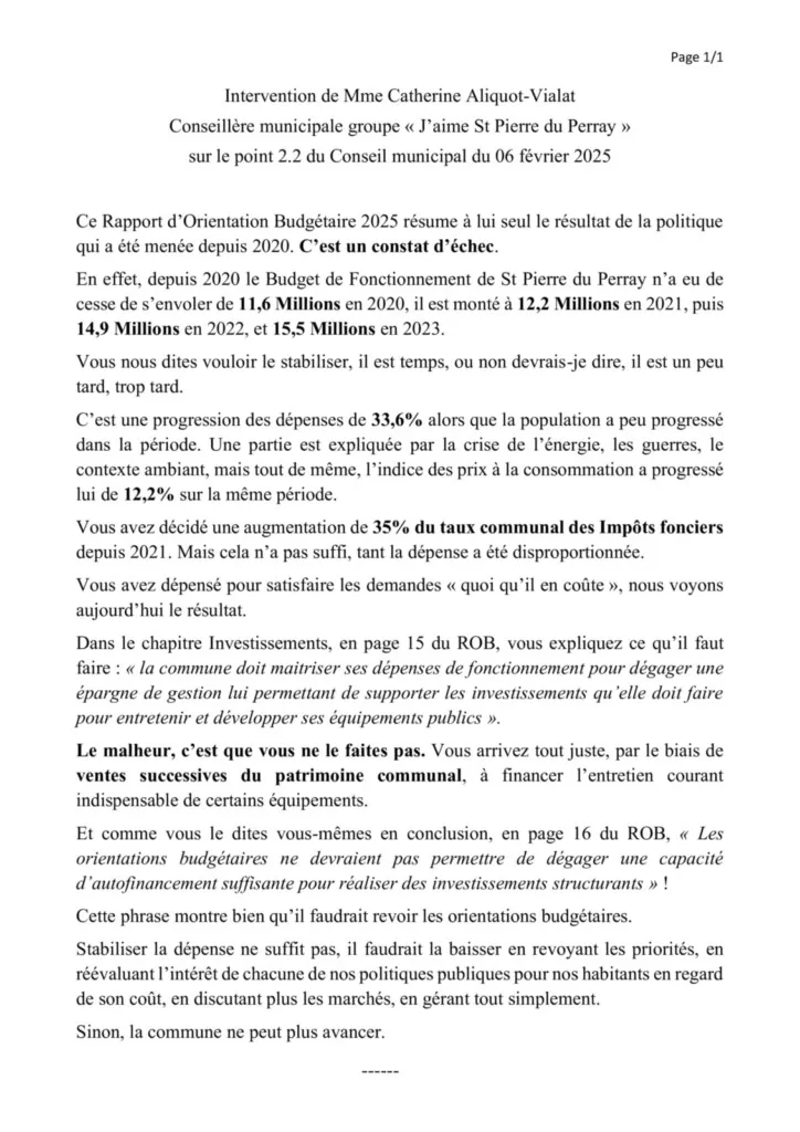 DOB 2025 - intervention de Catherine Aliquot-Vialat DOB 2025 - intervention de Catherine Aliquot-Vialat