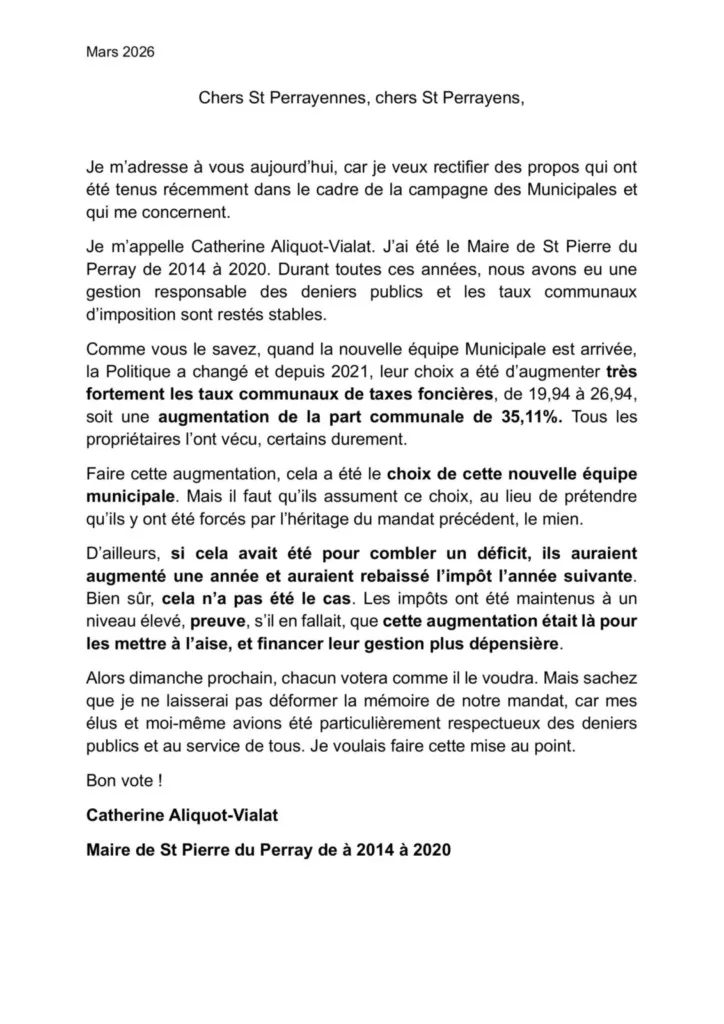 Budget Primitif BP 2026 de St Pierre du Perray - Intervention de Catherine Aliquot-Vialat page 01