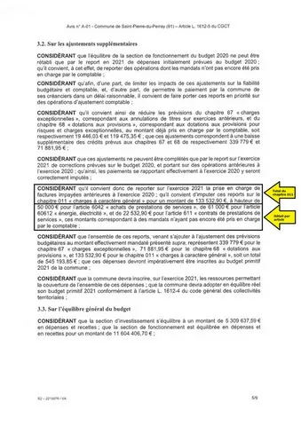 Rapport de la Chambre Régionale des Comptes - page 5 Rapport de la Chambre Régionale des Comptes St Pierre du Perray - page 5 factures antérieures à 2020